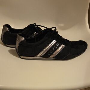 Coach Women's Jayme Sneaker in Black with Silver Details